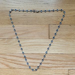 Clear Blue beaded Necklace on Silver Chain